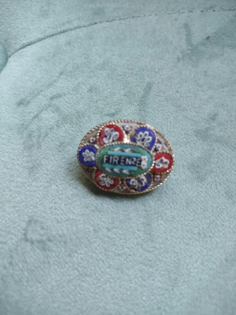 Firenze Multicolor Micro-Mosaic Oval Pin Brooch